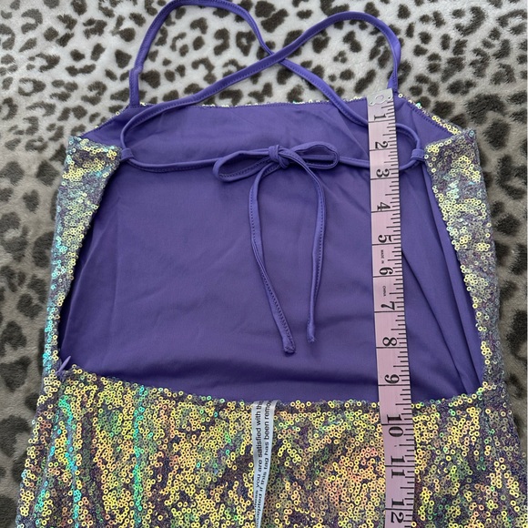 Nasty Gal Ruffle Hem Sequin Cami Mini Dress in Purple Size 2 - Picture 14 of 17